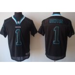 Nike Carolina Panthers #1 Cam Newton Lights Out Black Elite Jersey