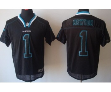 Nike Carolina Panthers #1 Cam Newton Lights Out Black Elite Jersey