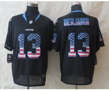 Nike Carolina Panthers #13 Kelvin Benjamin 2014 USA Flag Fashion Black Elite Jersey