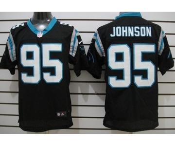 Nike Carolina Panthers #95 Charles Johnson Black Elite Jersey