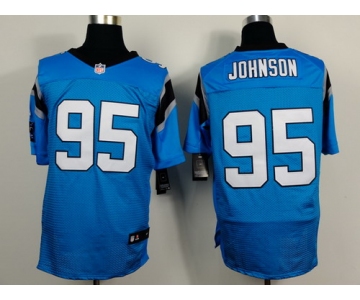 Nike Carolina Panthers #95 Charles Johnson Light Blue Elite Jersey