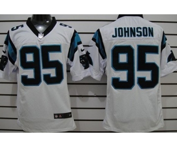 Nike Carolina Panthers #95 Charles Johnson White Elite Jersey