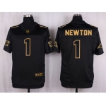 Nike Panthers #1 Cam Newton Black Men's Stitched NFL Elite Pro Line Gold Collection Jersey