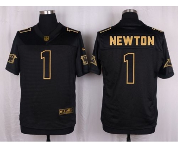 Nike Panthers #1 Cam Newton Black Men's Stitched NFL Elite Pro Line Gold Collection Jersey