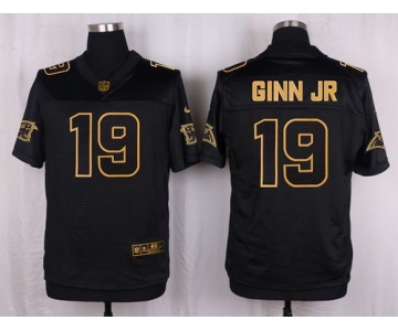 Nike Panthers #19 Ted Ginn Jr Black Men's Stitched NFL Elite Pro Line Gold Collection Jersey