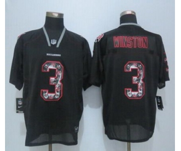 Men's Tampa Bay Buccaneers #3 Jameis Winston Nike Lights Out Black Ornamented Elite Jersey