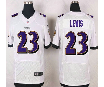 Baltimore Ravens #23 Kendrick Lewis White Road NFL Nike Elite Jersey