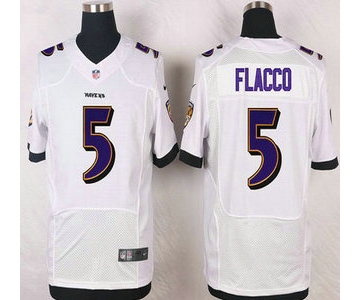 Baltimore Ravens #5 Joe Flacco White Road NFL Nike Elite Jersey