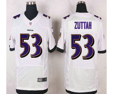 Baltimore Ravens #53 Jeremy Zuttah White Road NFL Nike Elite Jersey