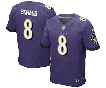 Baltimore Ravens #8 Matt Schaub Purple Team Color NFL Nike Elite Jersey