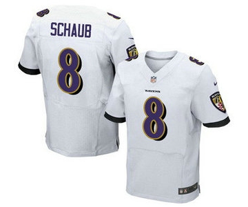 Baltimore Ravens #8 Matt Schaub White Road NFL Nike Elite Jersey