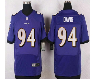 Baltimore Ravens #94 Carl Davis Purple Team Color NFL Nike Elite Jersey