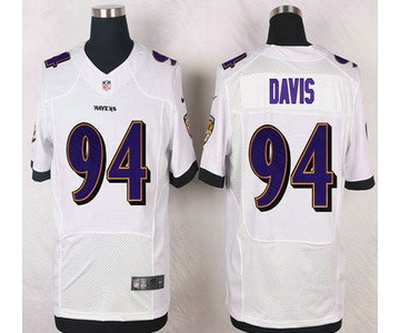 Baltimore Ravens #94 Carl Davis White Road NFL Nike Elite Jersey