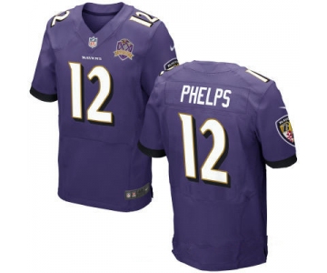 Men's Baltimore Ravens #12 Michael Phelps Purple Team Color Stitched NFL Nike Elite Jersey