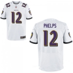 Men's Baltimore Ravens #12 Michael Phelps White Road Stitched NFL Nike Elite Jersey