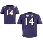 Men's Baltimore Ravens #14 Devin Hester Purple Team Color Stitched NFL Nike Elite Jersey