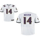 Men's Baltimore Ravens #14 Devin Hester White Road Stitched NFL Nike Elite Jersey