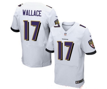 Men's Baltimore Ravens #17 Mike Wallace White Road Stitched NFL Nike Elite Jersey