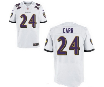 Men's Baltimore Ravens #24 Brandon Carr White Road Stitched NFL Nike Elite Jersey