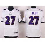 Men's Baltimore Ravens #27 Terrance West White Road NFL Nike Elite Jersey