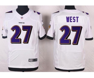 Men's Baltimore Ravens #27 Terrance West White Road NFL Nike Elite Jersey