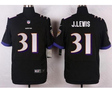 Men's Baltimore Ravens #31 Jamal Lewis Black Retired Player NFL Nike Elite Jersey