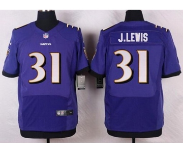 Men's Baltimore Ravens #31 Jamal Lewis Purple Retired Player NFL Nike Elite Jersey