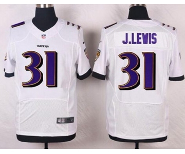 Men's Baltimore Ravens #31 Jamal Lewis White Retired Player NFL Nike Elite Jersey