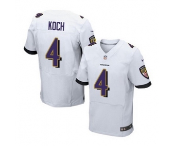 Men's Baltimore Ravens #4 Sam Koch Elite White Road Jersey