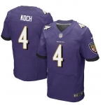 Men's Baltimore Ravens #4 Sam Koch Purple Team Color NFL Nike Elite Jersey