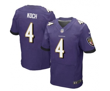 Men's Baltimore Ravens #4 Sam Koch Purple Team Color NFL Nike Elite Jersey