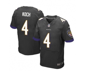 Men's Baltimore Ravens #4 Sam Koch White Road NFL Nike Elite Jersey