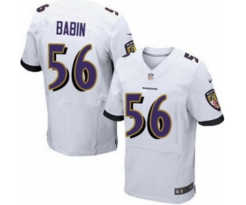 Men's Baltimore Ravens #56 Jason Babin White Road NFL Nike Elite Jersey