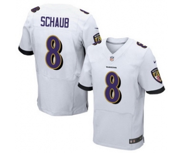 Men's Baltimore Ravens #8 Matt Schaub White Road NFL Nike Elite Jersey