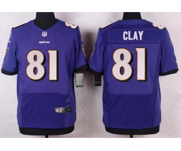 Men's Baltimore Ravens #81 Kaelin Clay Purple Team Color NFL Nike Elite Jersey