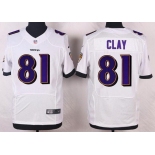 Men's Baltimore Ravens #81 Kaelin Clay White Road NFL Nike Elite Jersey