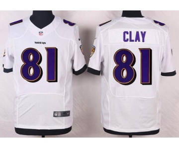 Men's Baltimore Ravens #81 Kaelin Clay White Road NFL Nike Elite Jersey