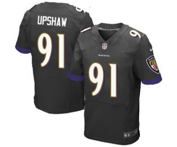 Men's Baltimore Ravens #91 Courtney Upshaw Black Alternate NFL Nike Elite Jersey