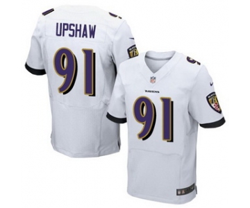 Men's Baltimore Ravens #91 Courtney Upshaw White Road NFL Nike Elite Jersey