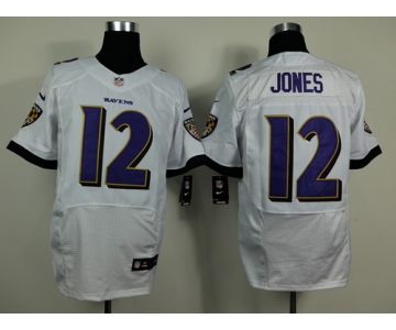 Nike Baltimore Ravens #12 Jacoby Jones 2013 White Elite Jersey