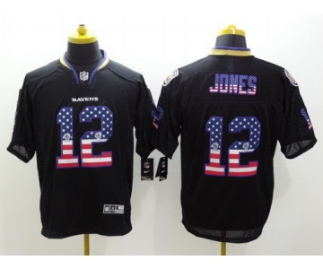 Nike Baltimore Ravens #12 Jacoby Jones 2014 USA Flag Fashion Black Elite Jersey