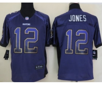 Nike Baltimore Ravens #12 Jacoby Jones Drift Fashion Purple Elite Jersey