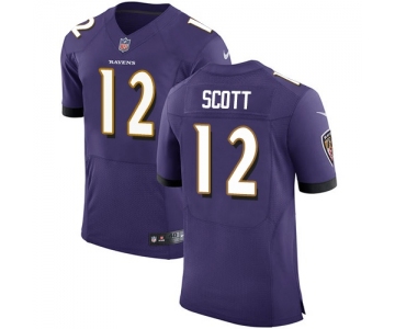 Nike Baltimore Ravens #12 Jaleel Scott Purple Team Color Men's Stitched NFL Vapor Untouchable Elite Jersey