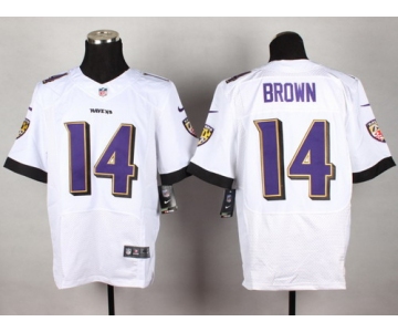 Nike Baltimore Ravens #14 Marlon Brown 2013 White Elite Jersey