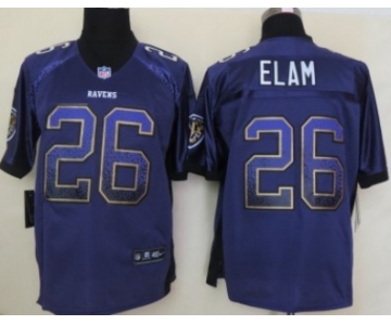 Nike Baltimore Ravens #26 Matt Elam Drift Fashion Purple Elite Jersey