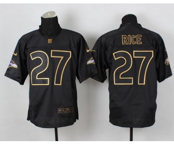 Nike Baltimore Ravens #27 Ray Rice 2014 All Black/Gold Elite Jersey