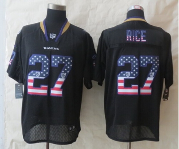 Nike Baltimore Ravens #27 Ray Rice 2014 USA Flag Fashion Black Elite Jersey