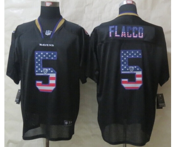 Nike Baltimore Ravens #5 Joe Flacco 2014 USA Flag Fashion Black Elite Jersey