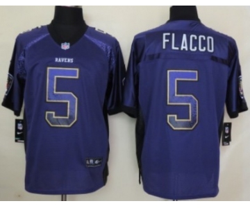 Nike Baltimore Ravens #5 Joe Flacco Drift Fashion Purple Elite Jersey