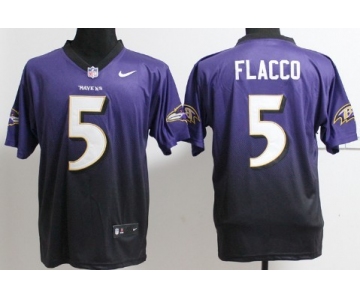 Nike Baltimore Ravens #5 Joe Flacco Purple/Black Fadeaway Elite Jersey